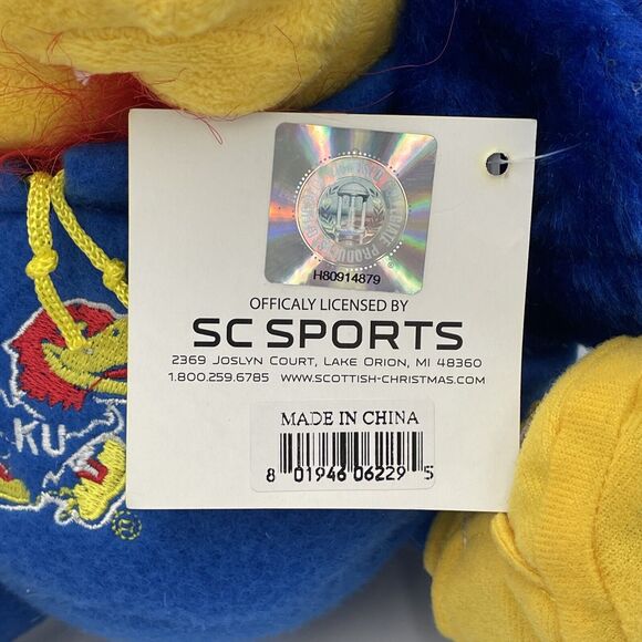 NWT NOS Y2k KU Kansas Jayhawks PLUSH SC Sports Gift College NEW READ 11" Hoodie - Picture 3 of 10